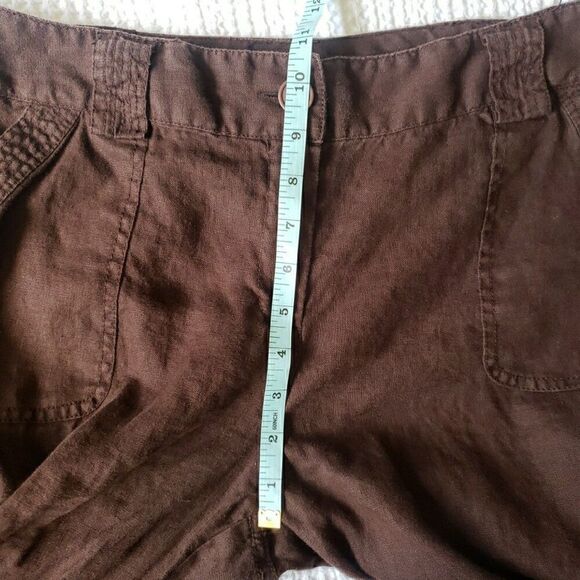 Madison Women's Size 12 Pants Brown 100% Linen Wide Leg Flat Front Dress Pants - Picture 8 of 10